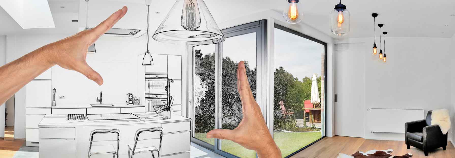 3D image of Kitchen with Hands
